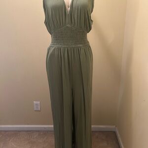 Old Navy Sage Green V-Neck Jumpsuit